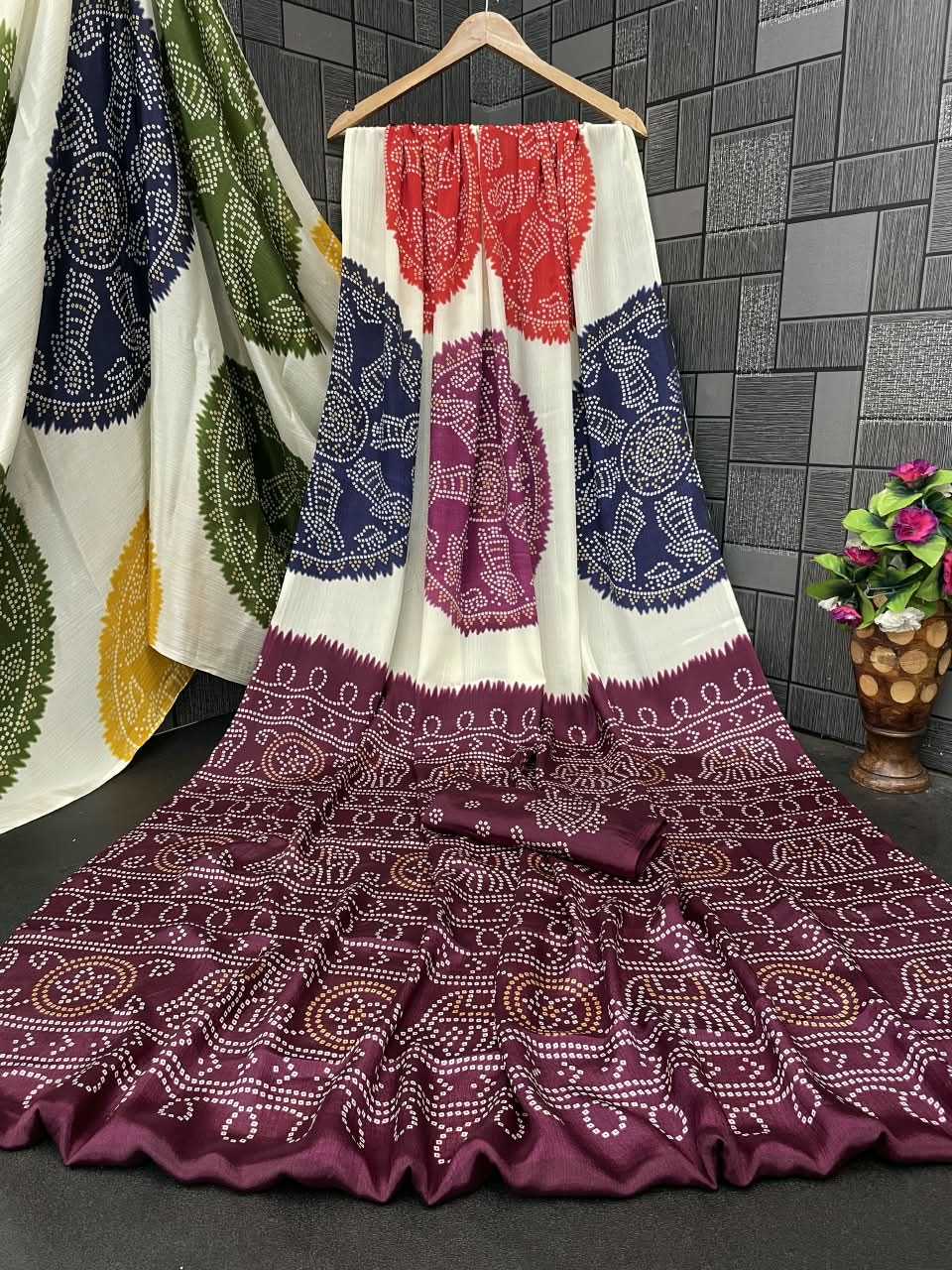 Bandhani Gola Art Silk Printed Saree