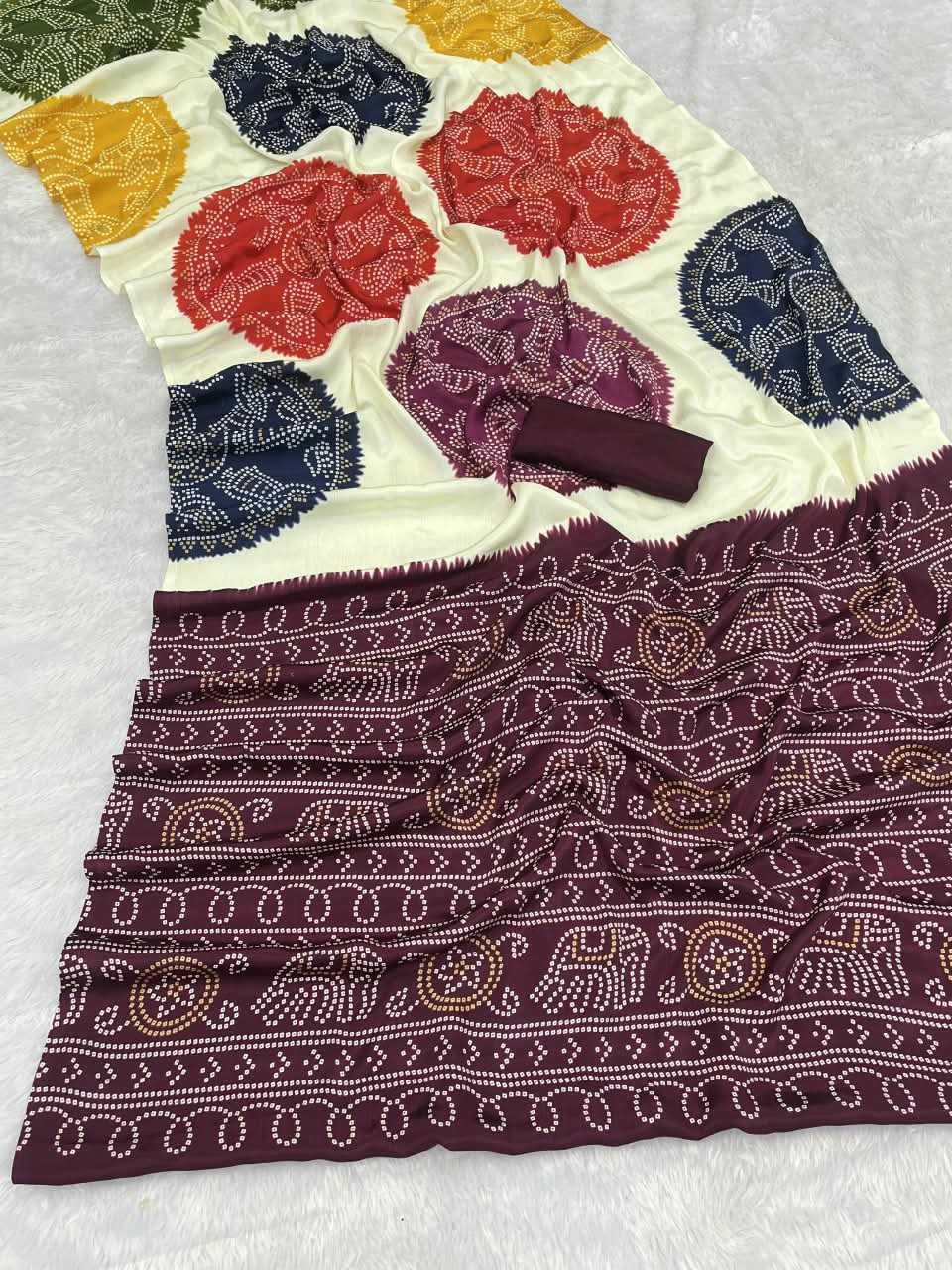 Bandhani Gola Art Silk Printed Saree