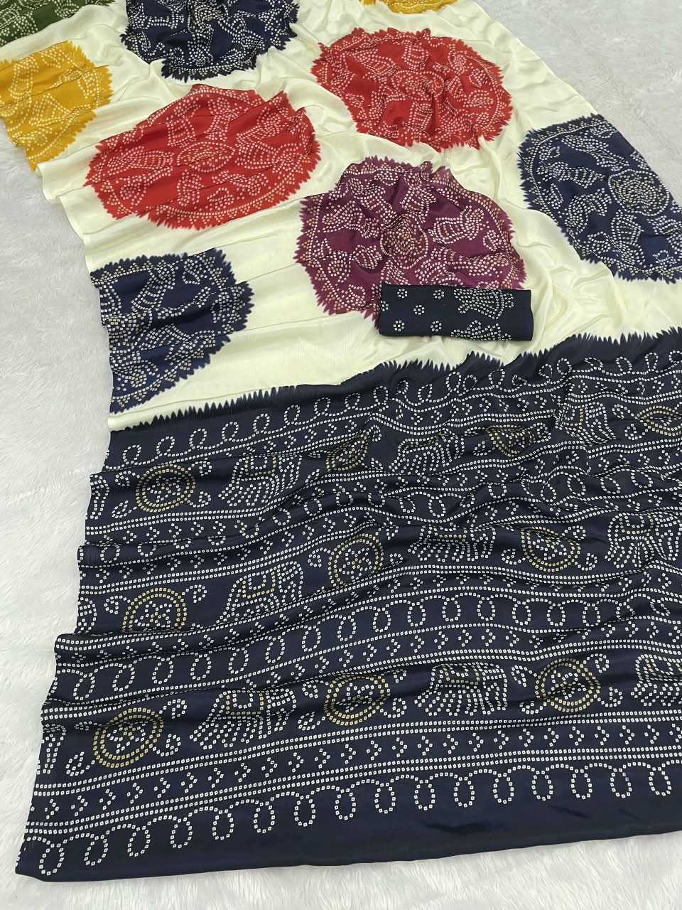 Bandhani Gola Art Silk Printed Saree