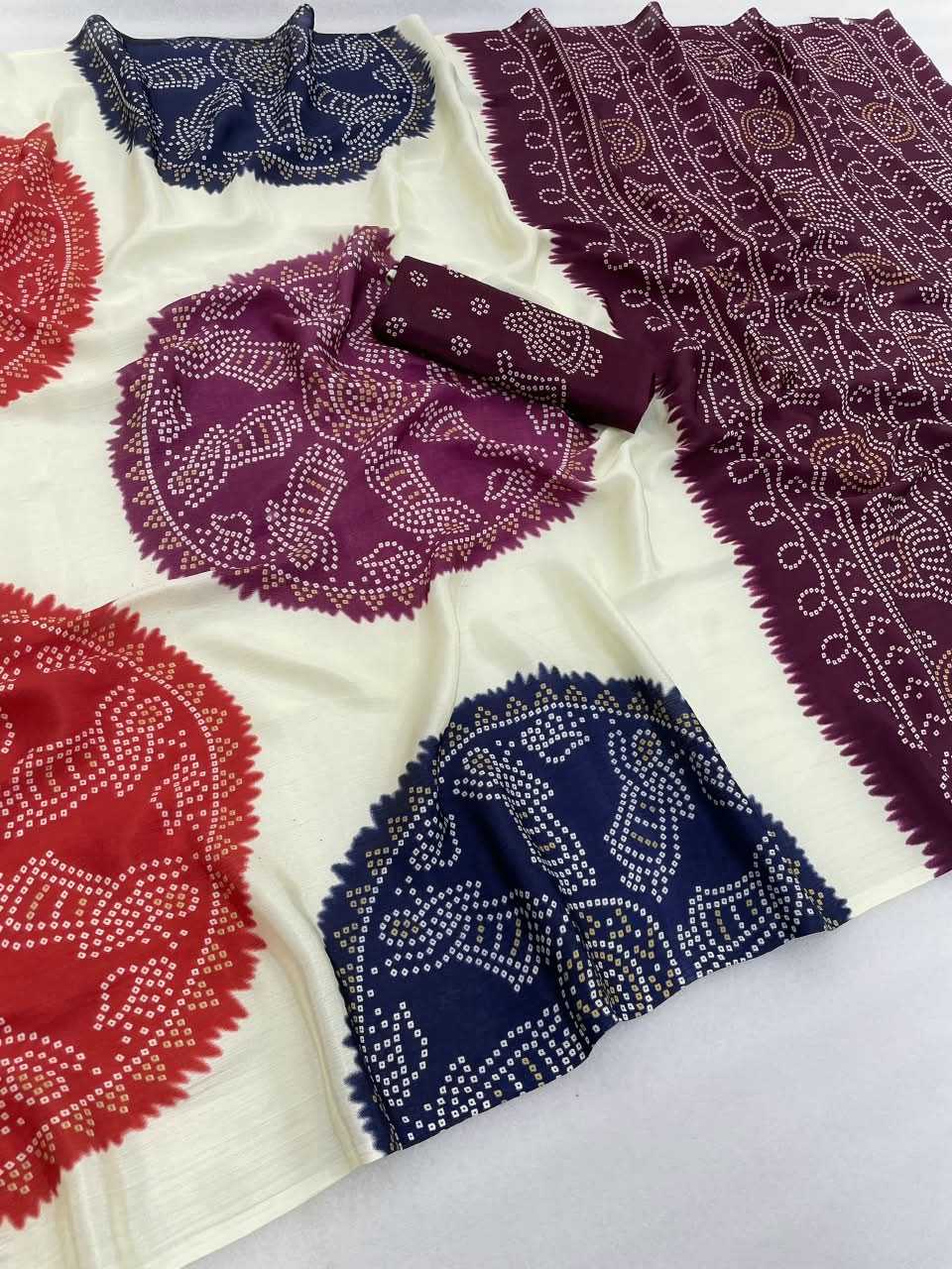 Bandhani Gola Art Silk Printed Saree