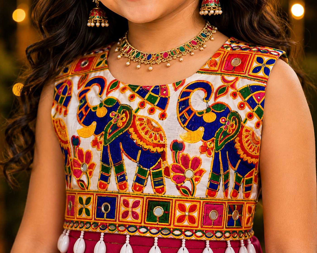 Premium Roman Silk Kids Lehenga