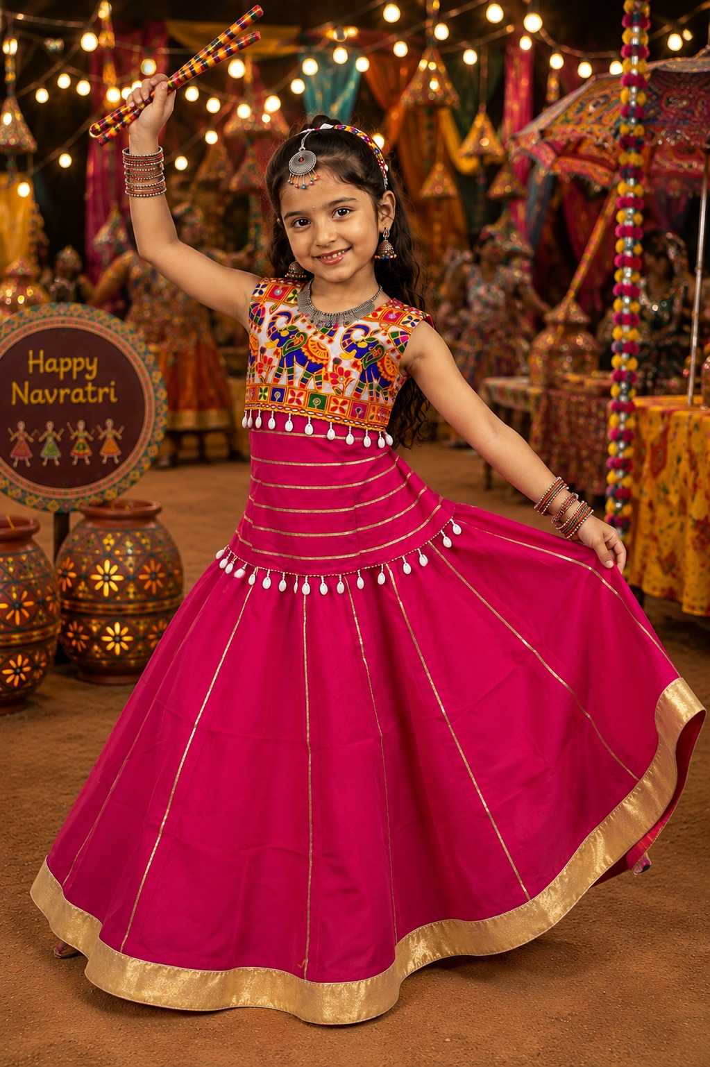 Premium Roman Silk Kids Lehenga