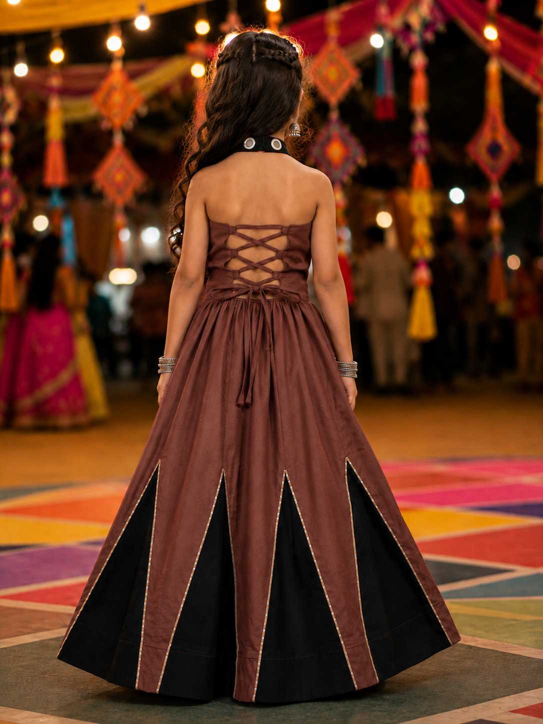 Premium Roman Silk Kids Lehenga