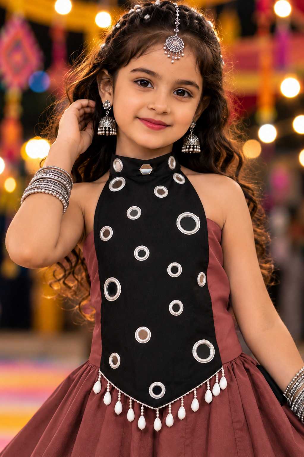Premium Roman Silk Kids Lehenga