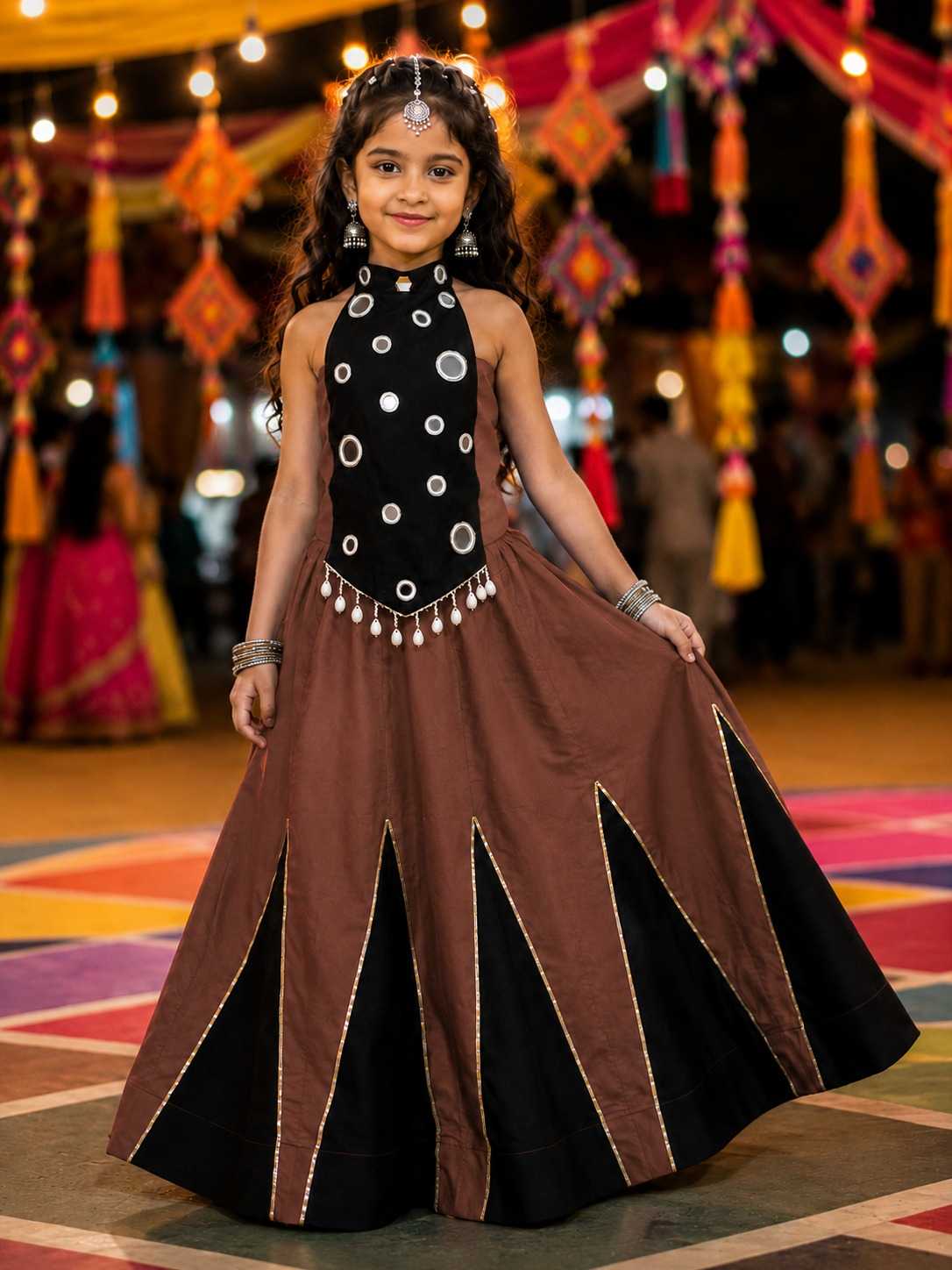 Premium Roman Silk Kids Lehenga