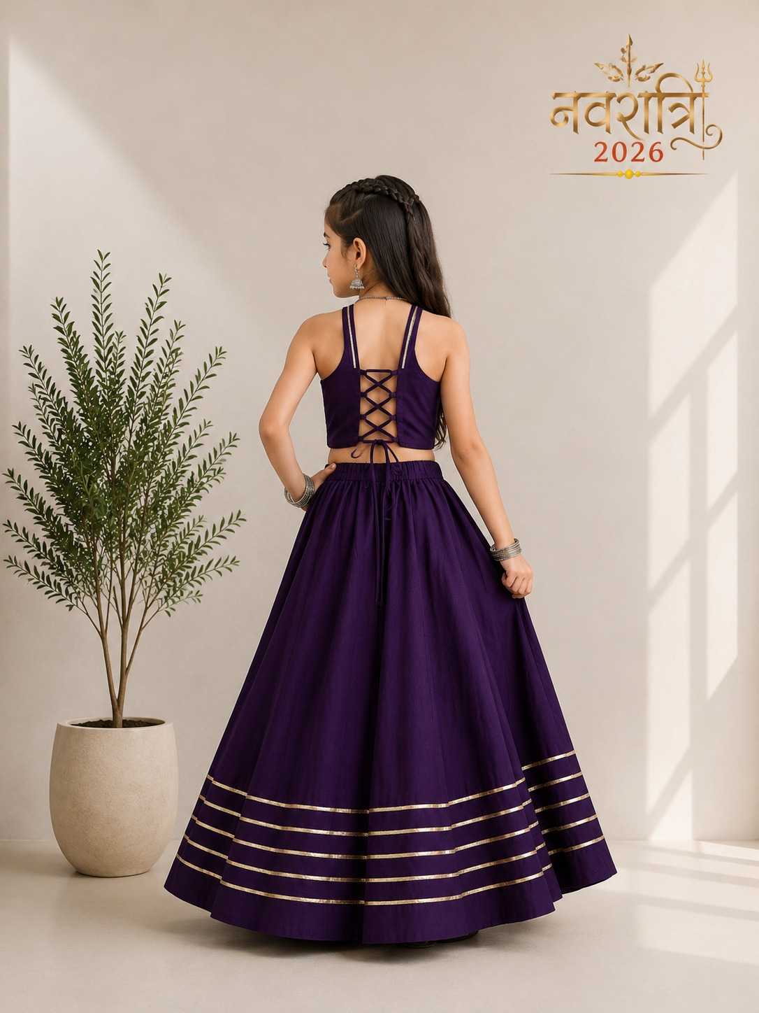 Premium Roman Silk Kids Lehenga