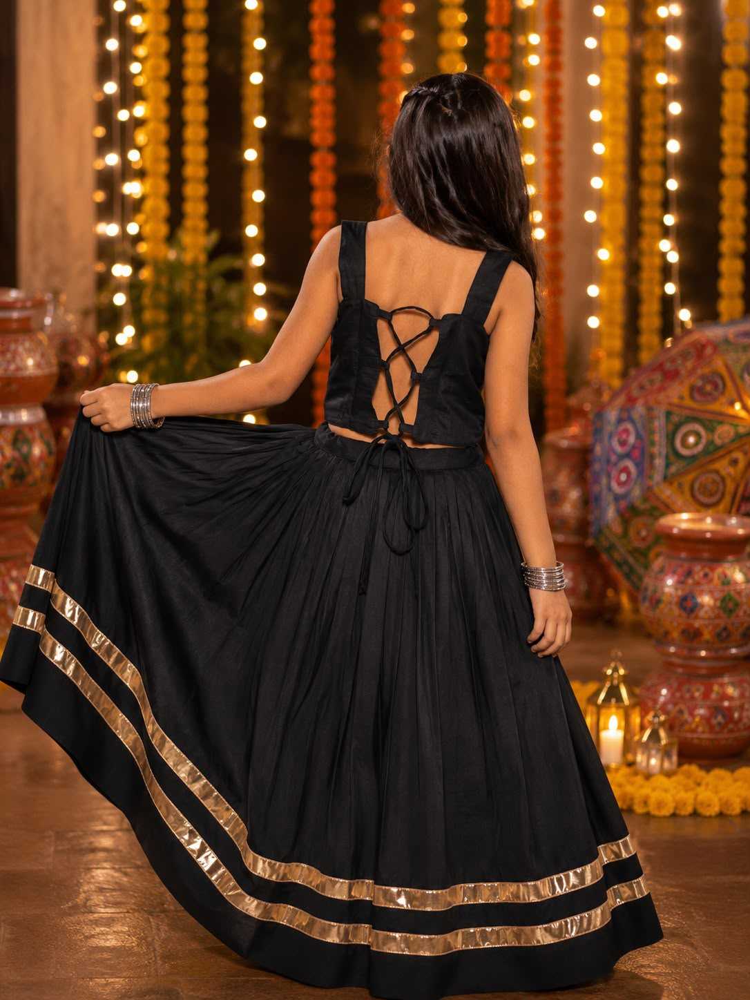 Heavy Roman Silk Kids Lehenga