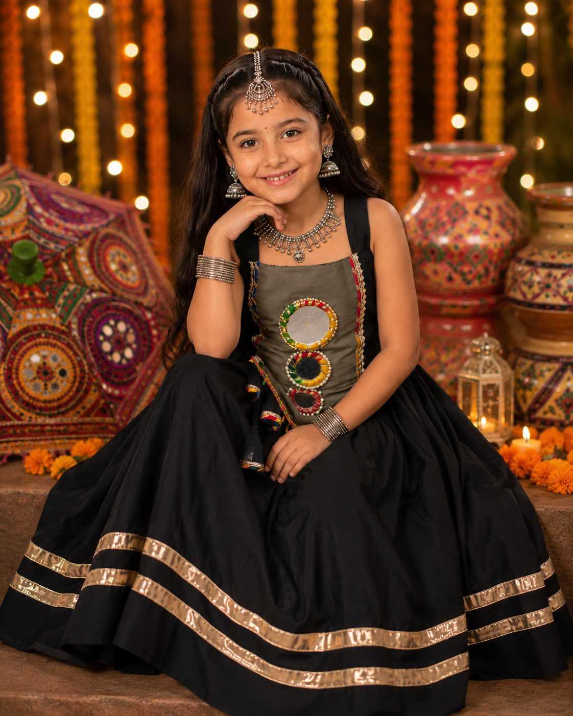 Heavy Roman Silk Kids Lehenga