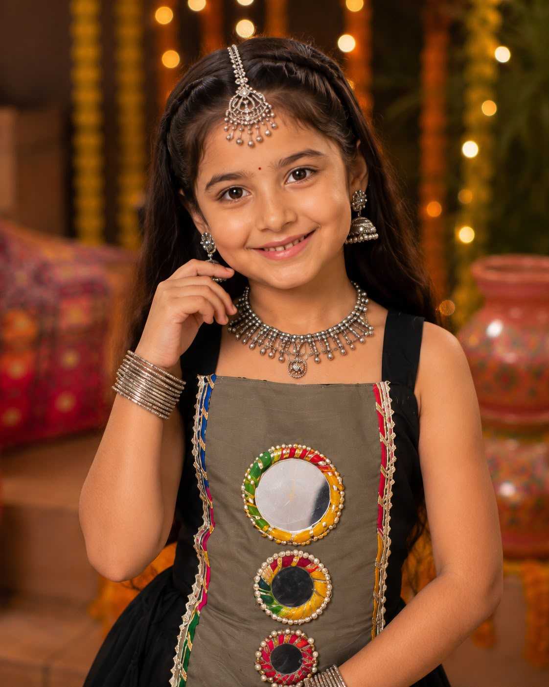 Heavy Roman Silk Kids Lehenga