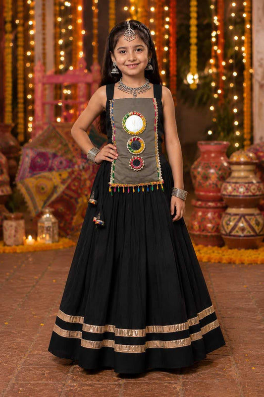 Heavy Roman Silk Kids Lehenga