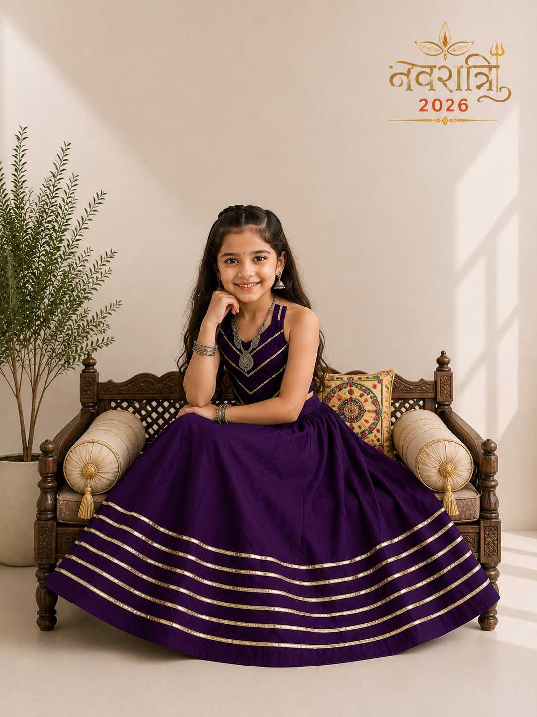 Premium Roman Silk Kids Lehenga