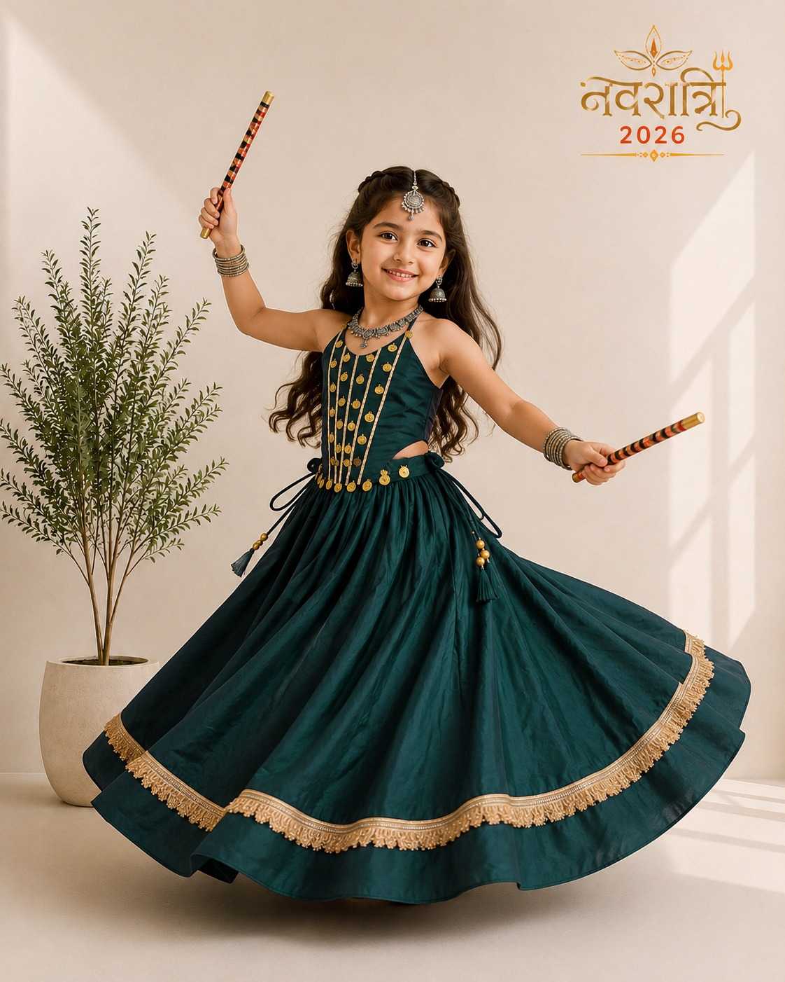Siya Premium Roman Silk Kids Lehenga JT-143672