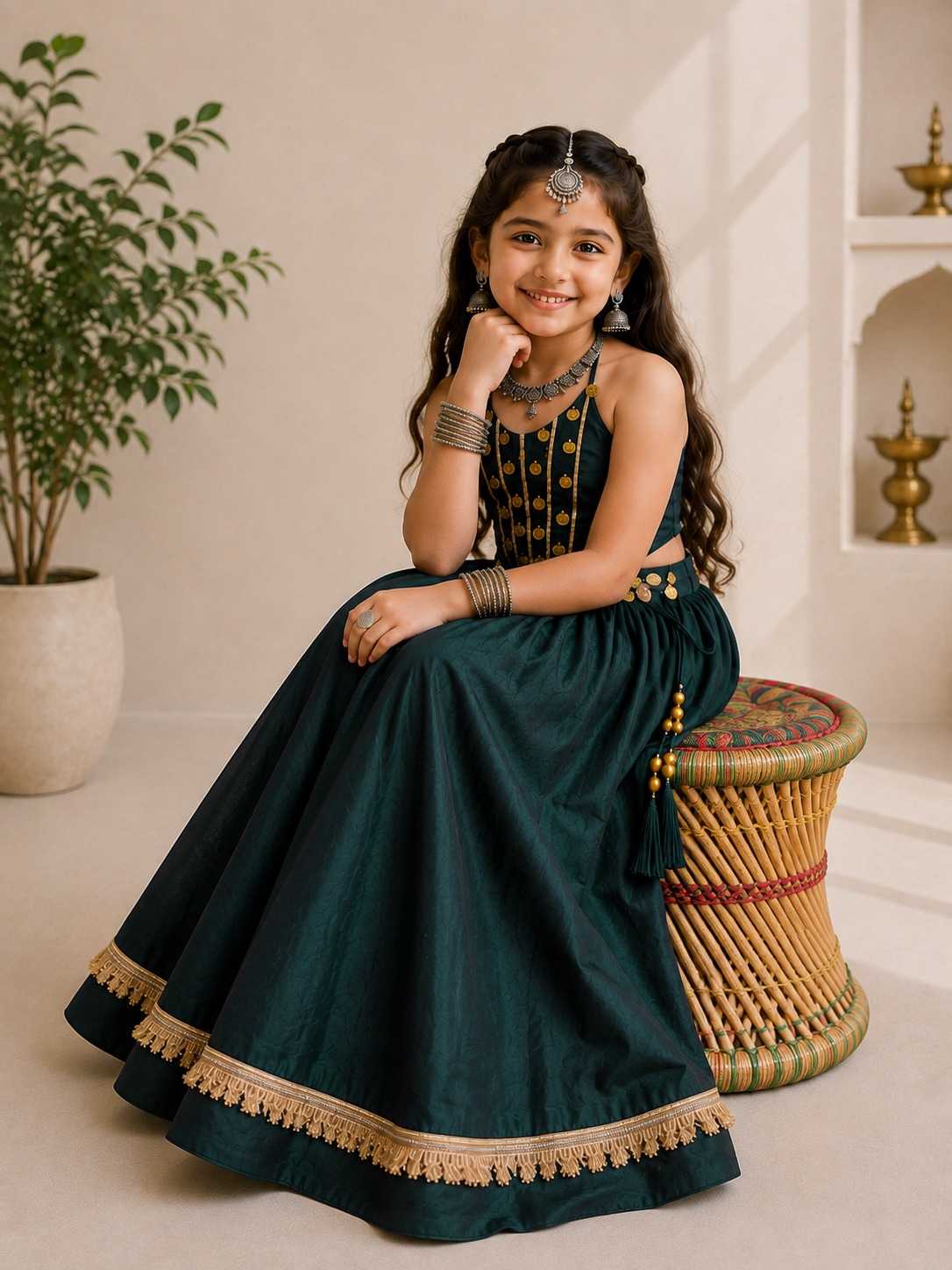 Siya Premium Roman Silk Kids Lehenga JT-143672