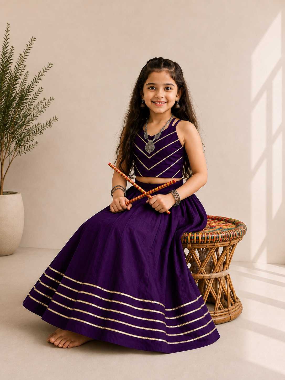 Premium Roman Silk Kids Lehenga