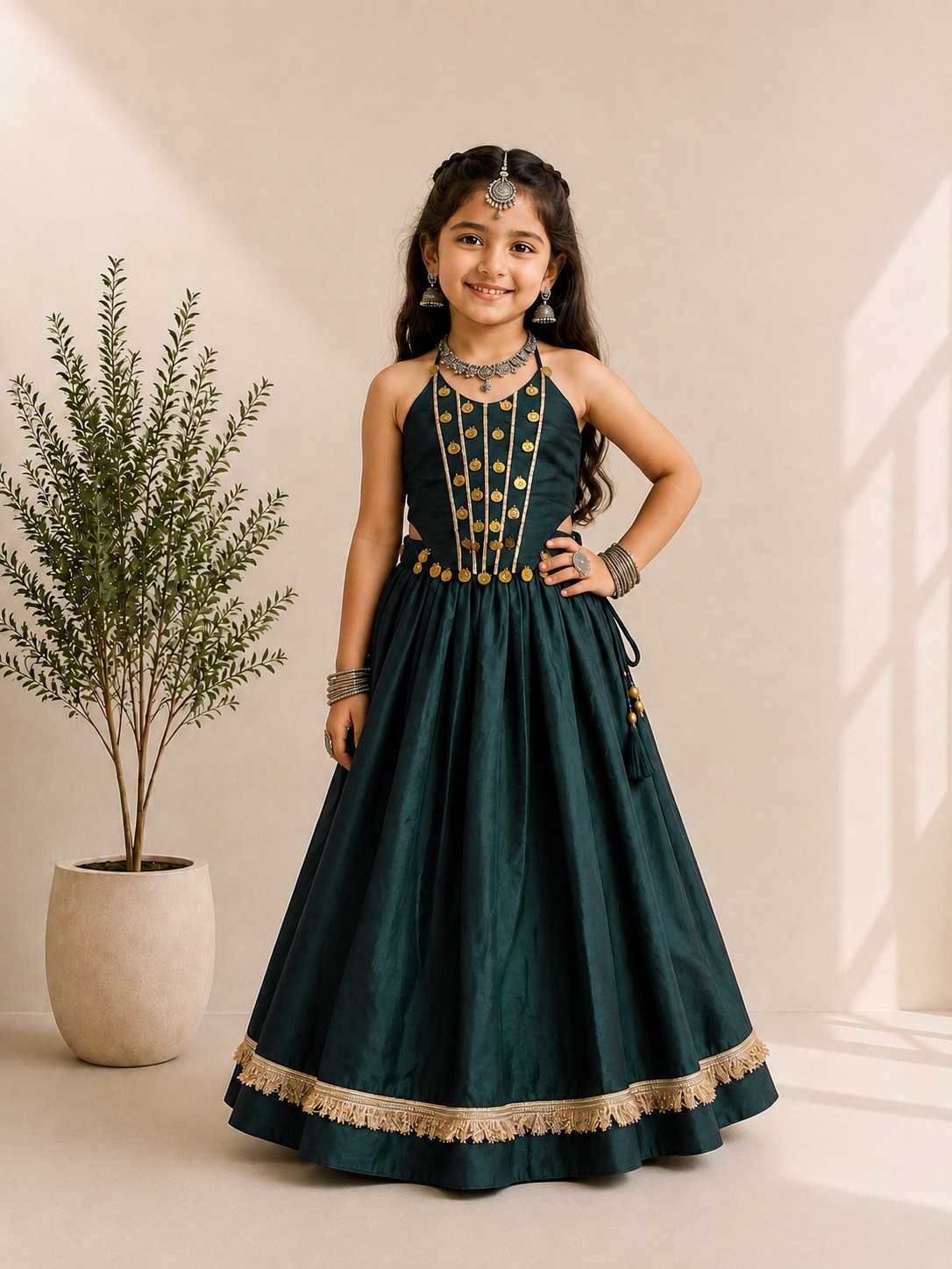 Siya Premium Roman Silk Kids Lehenga JT-143672
