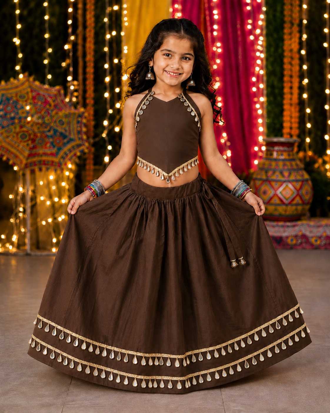 Siya Premium Roman Silk Kids Lehenga