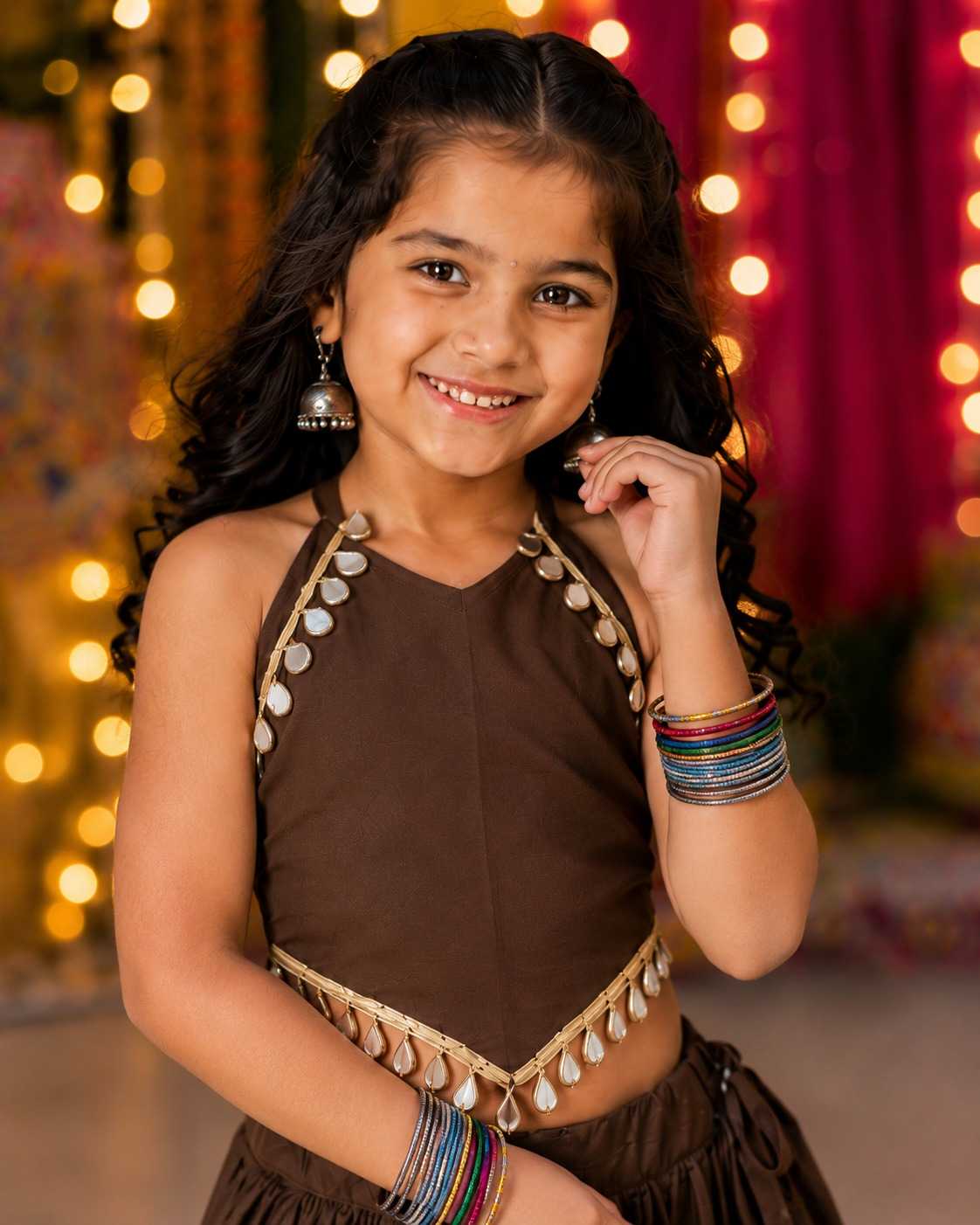 Siya Premium Roman Silk Kids Lehenga