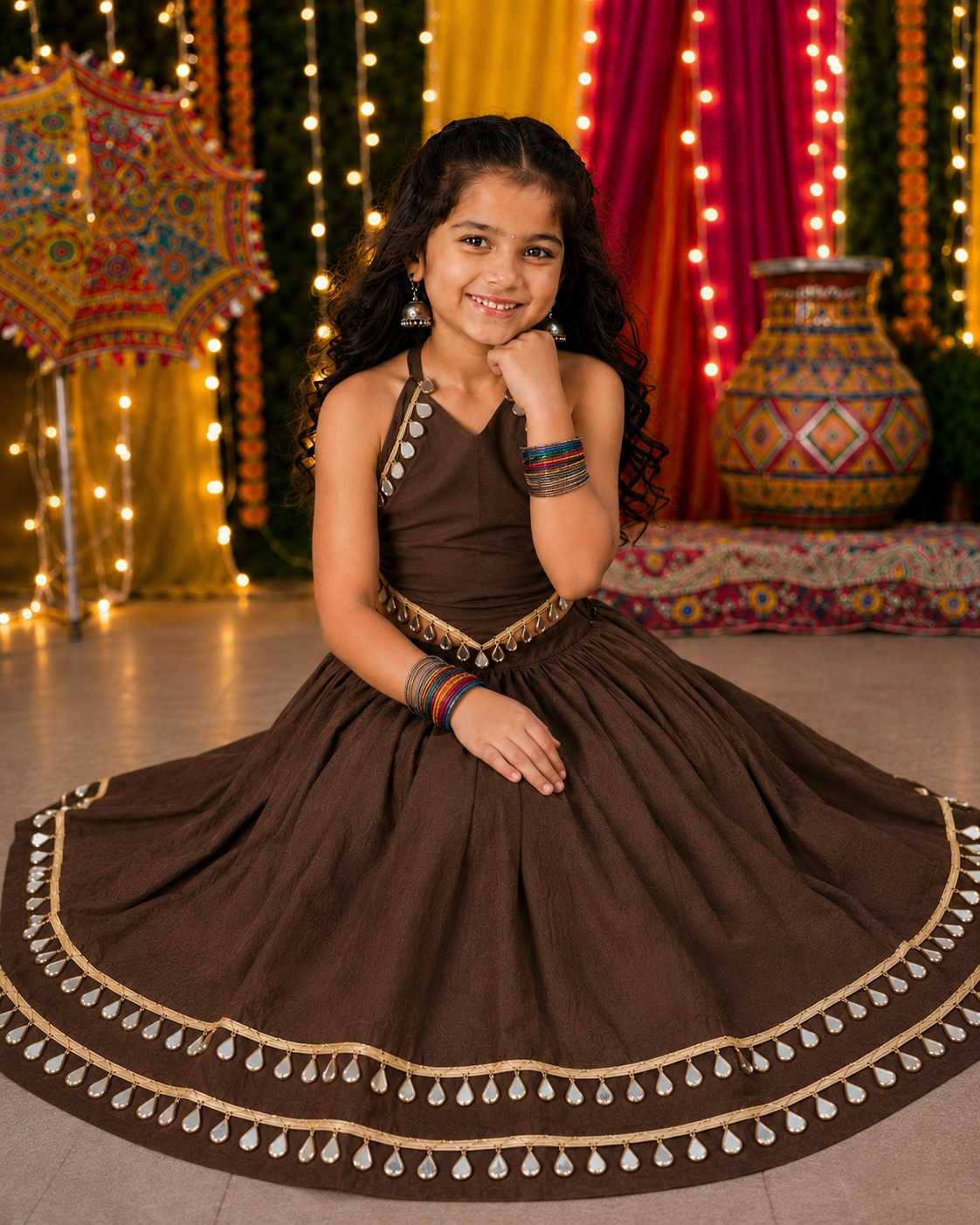 Siya Premium Roman Silk Kids Lehenga