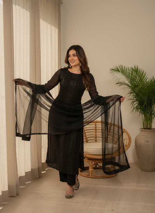 Faux Georgette Embroidery Suit 631