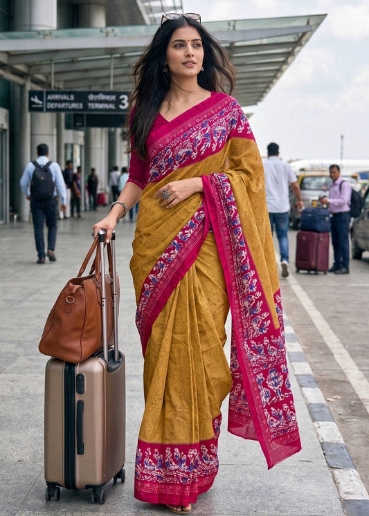 Pure Cotton Printed Saree