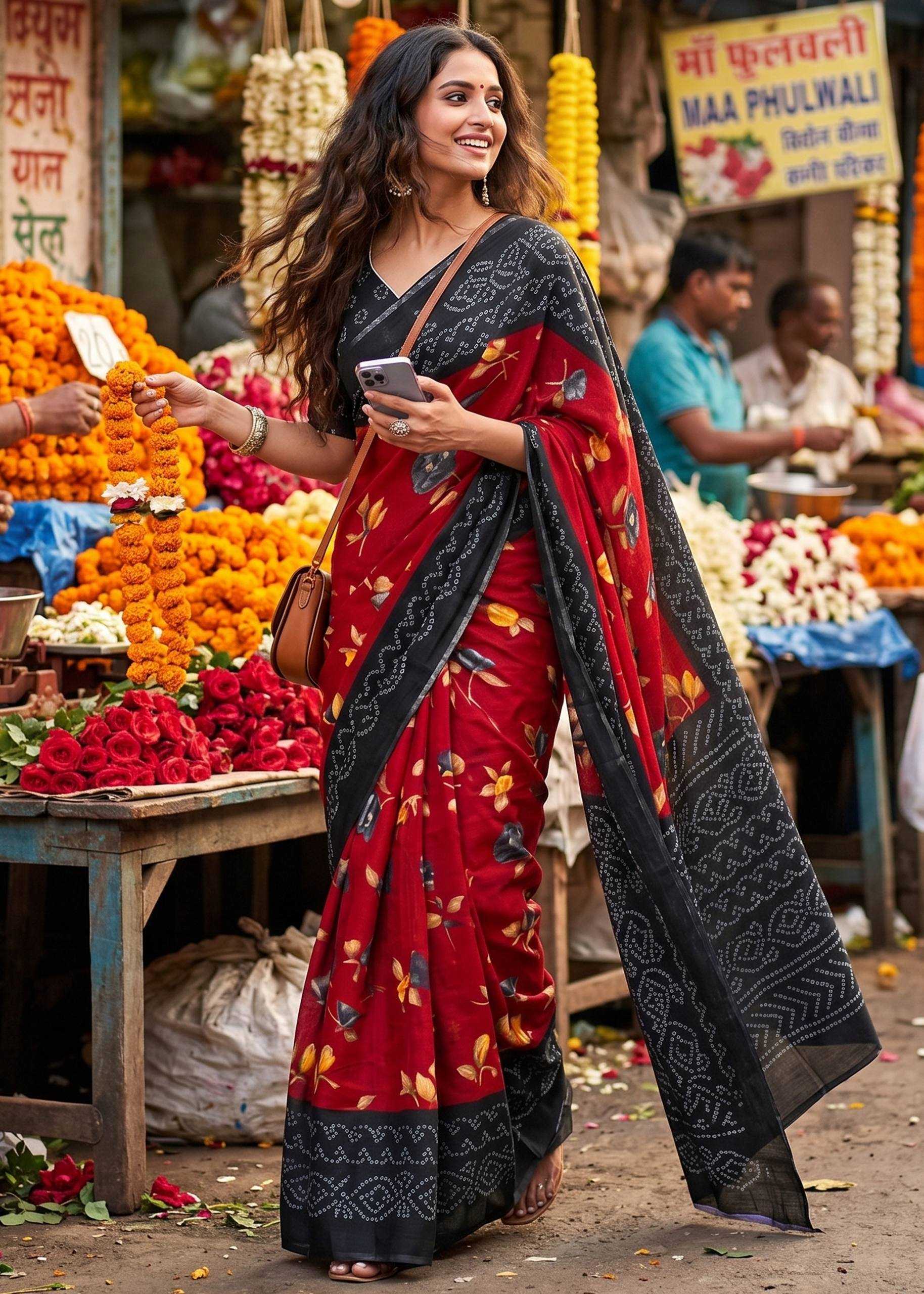 Cotton Block Print Saree