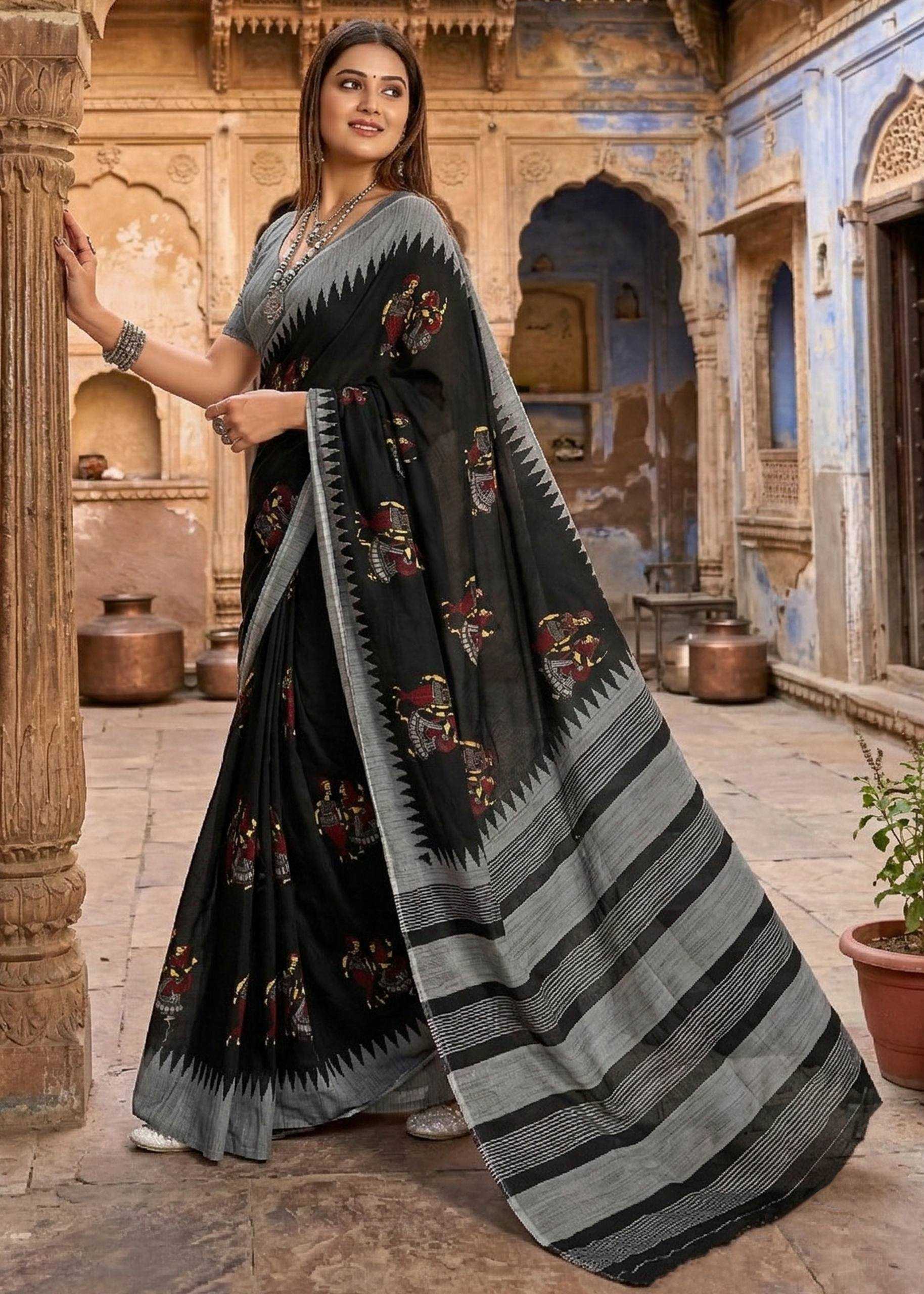 Cotton Block Print Saree
