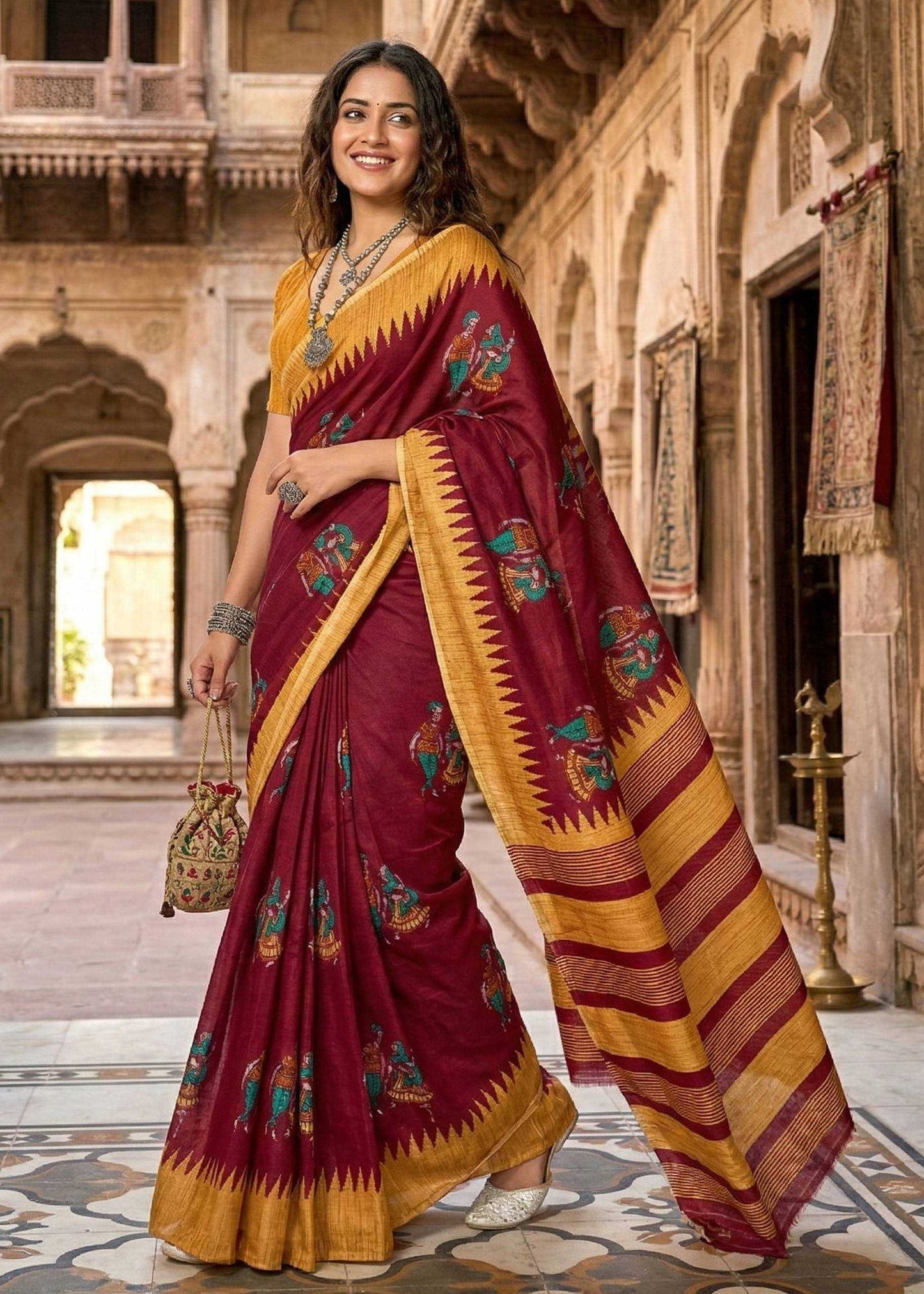 Cotton Block Print Saree
