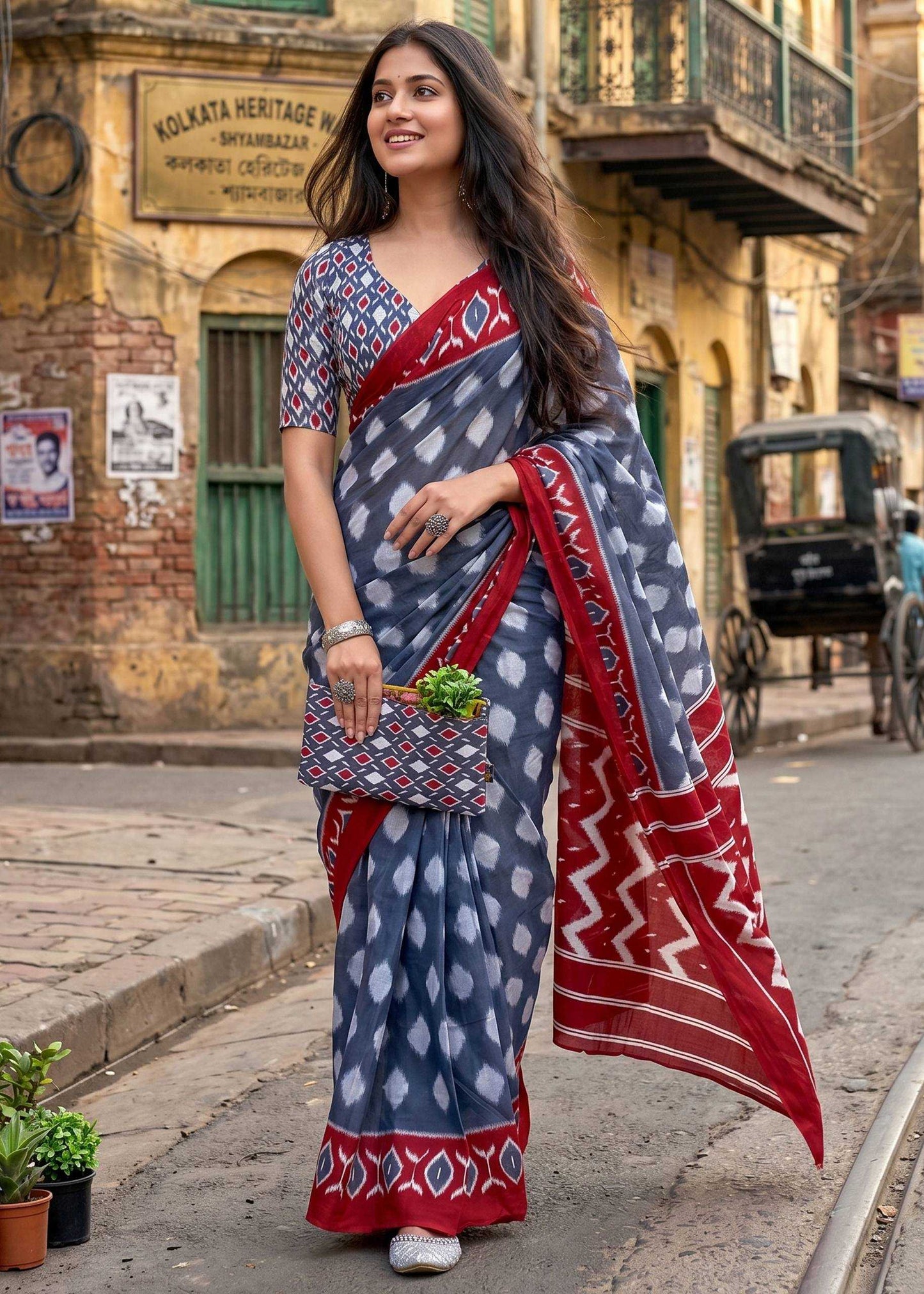 Soft Cotton Ikkat Saree