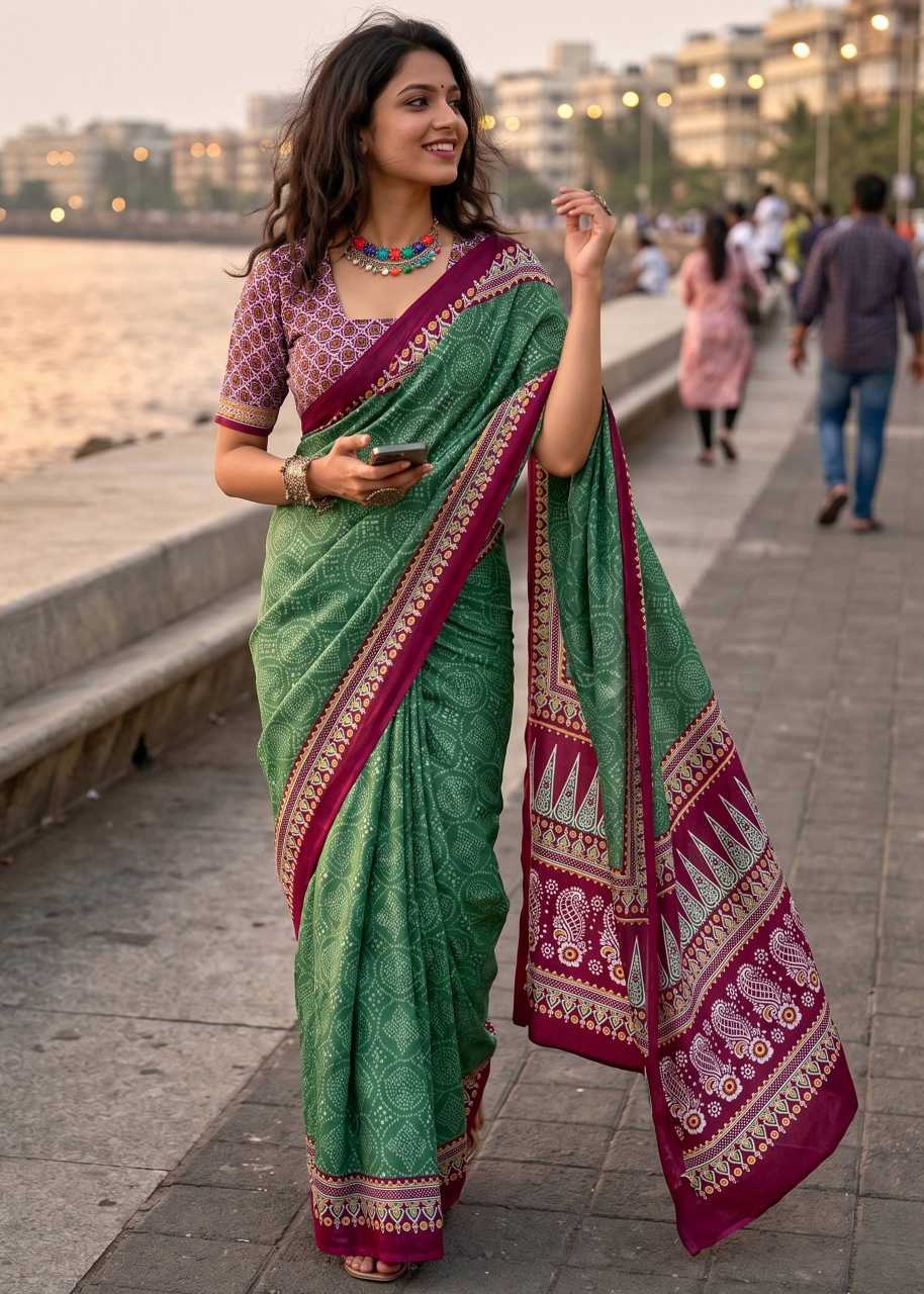 Cotton Bandhni Printed Saree