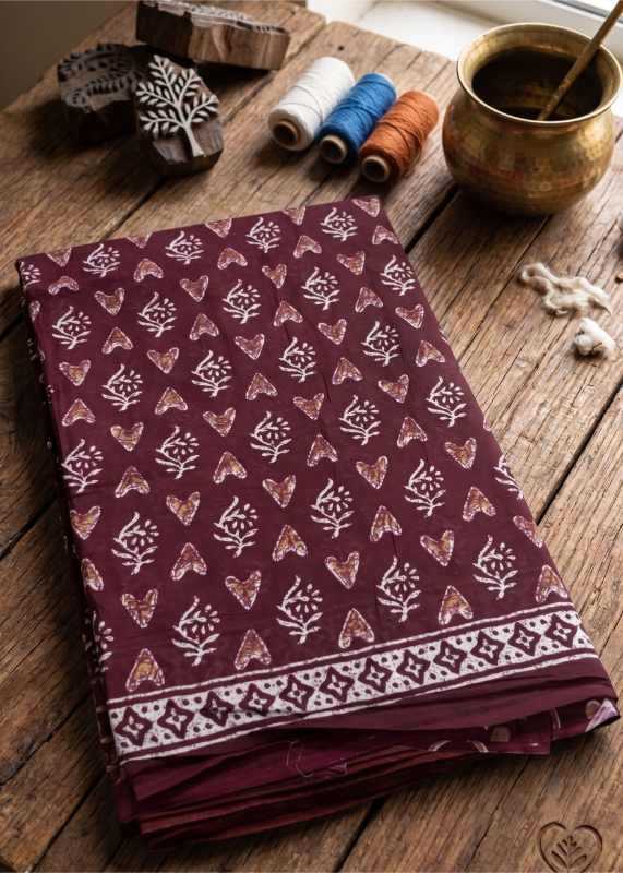 Ethnic Pure Cotton Block Print Saree