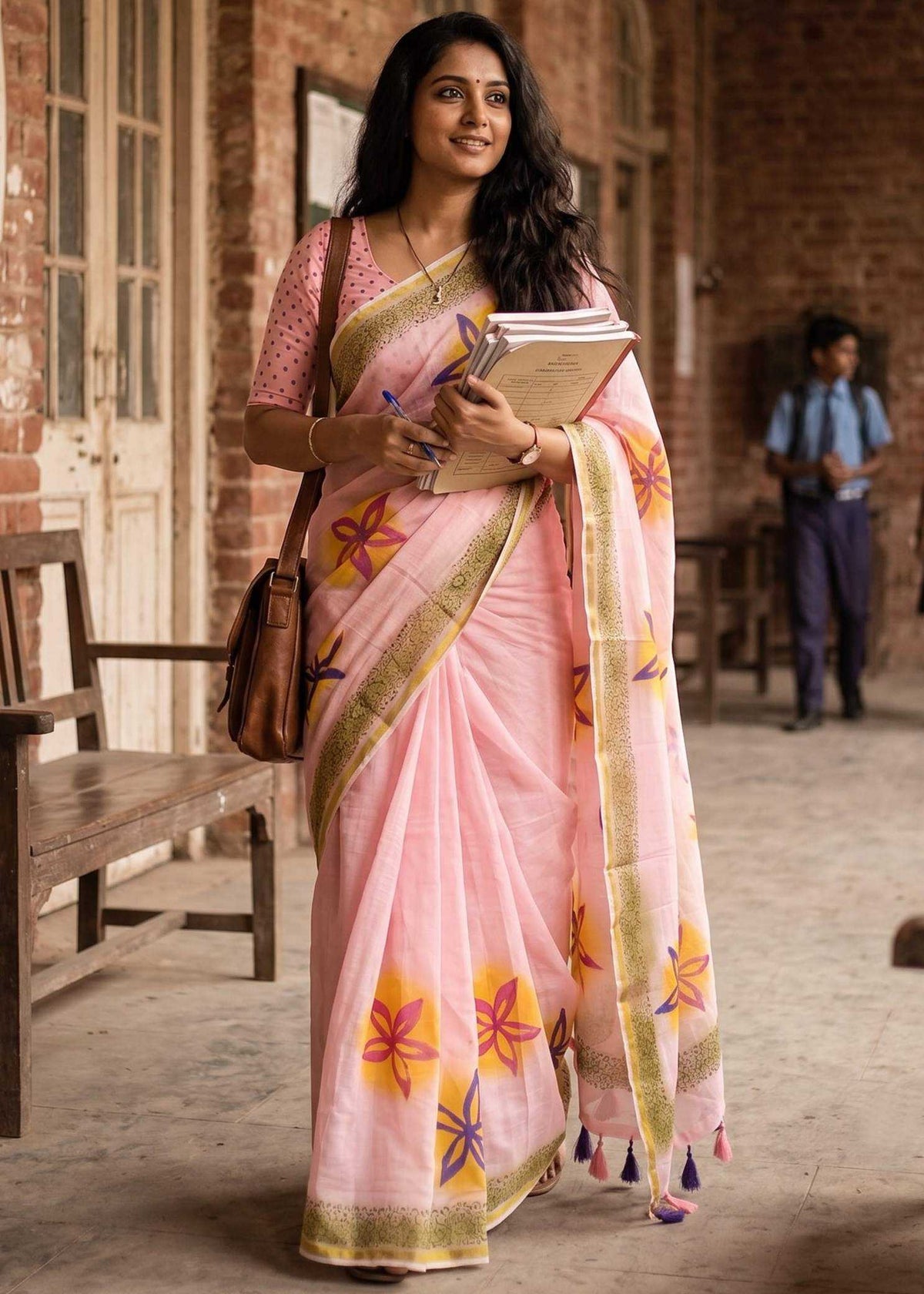 Cotton Zari Border Saree