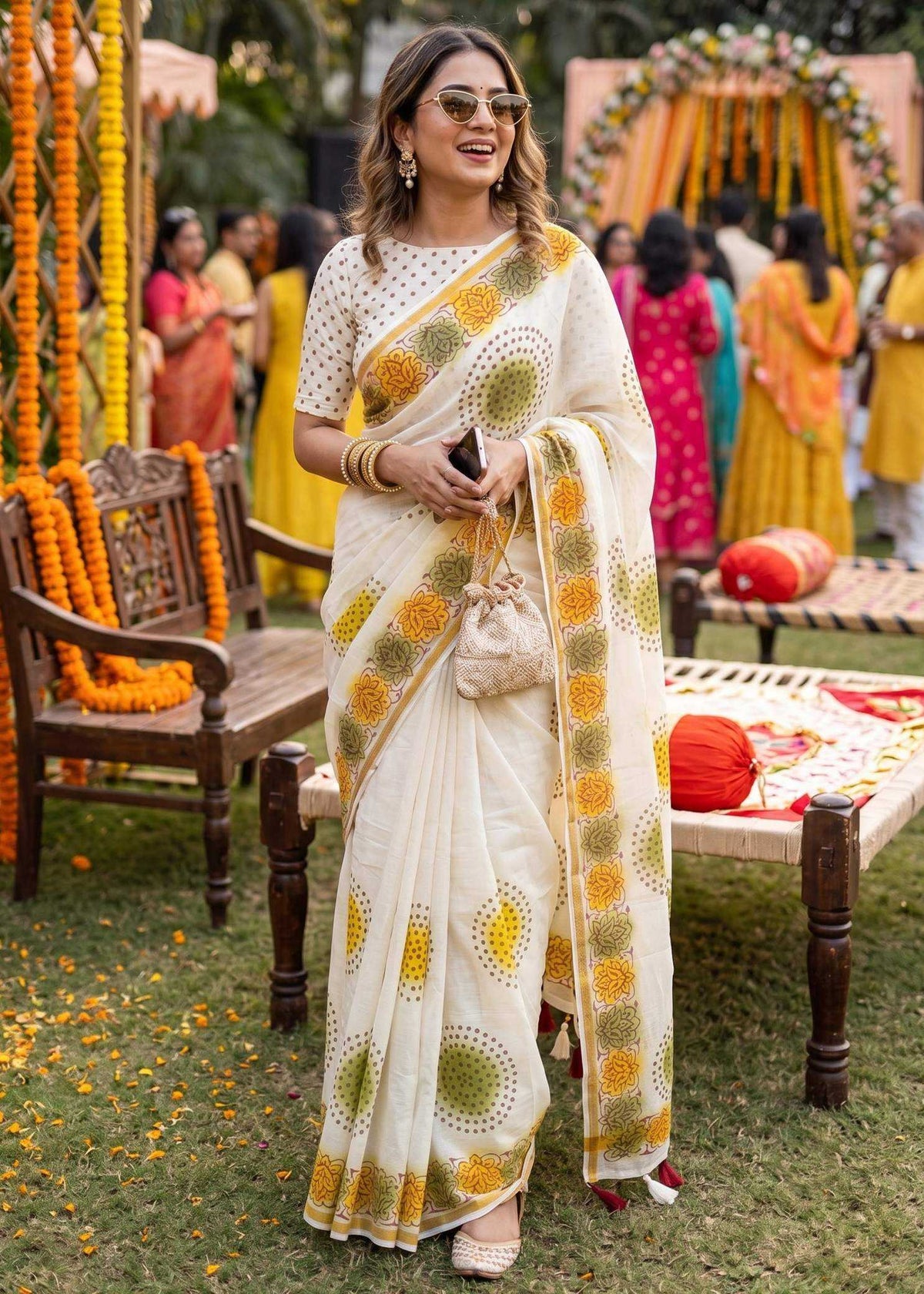 Cotton Zari Border Saree
