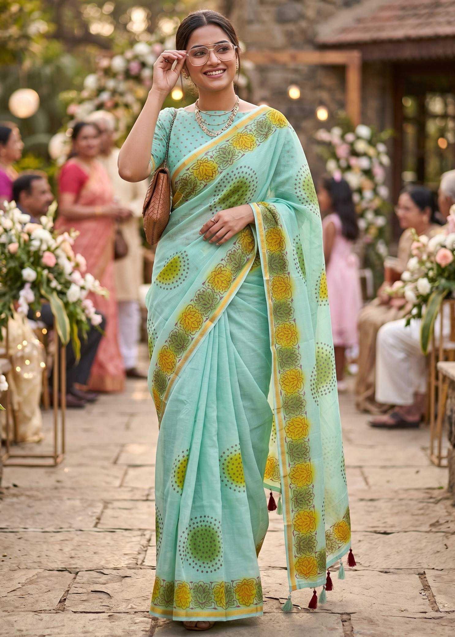 Cotton Zari Border Saree