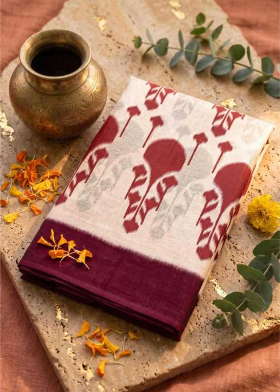 Lad Cotton Cutwork Saree