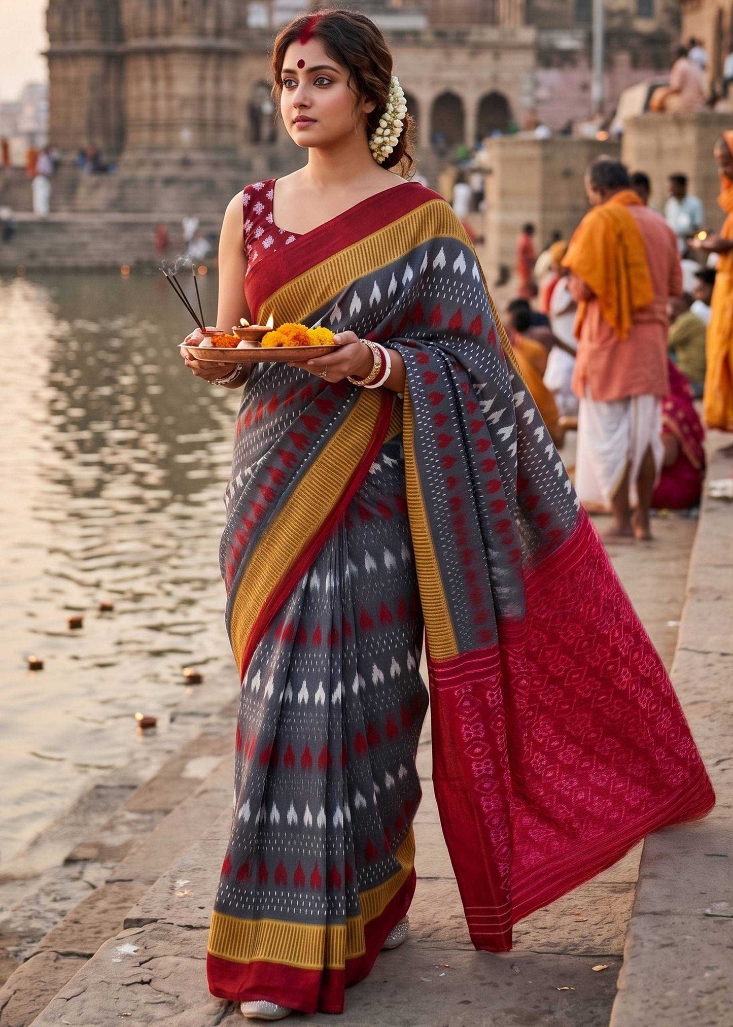 Cotton Block Print Saree