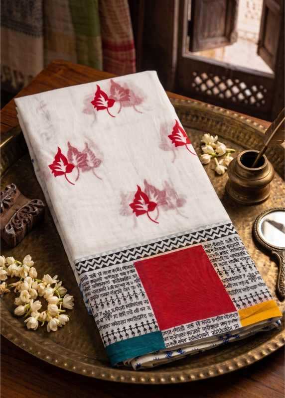 Pure Cotton Printed Saree in Red