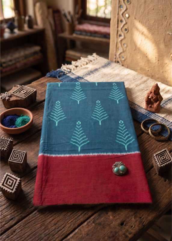 Pure Cotton Printed Saree in Brown