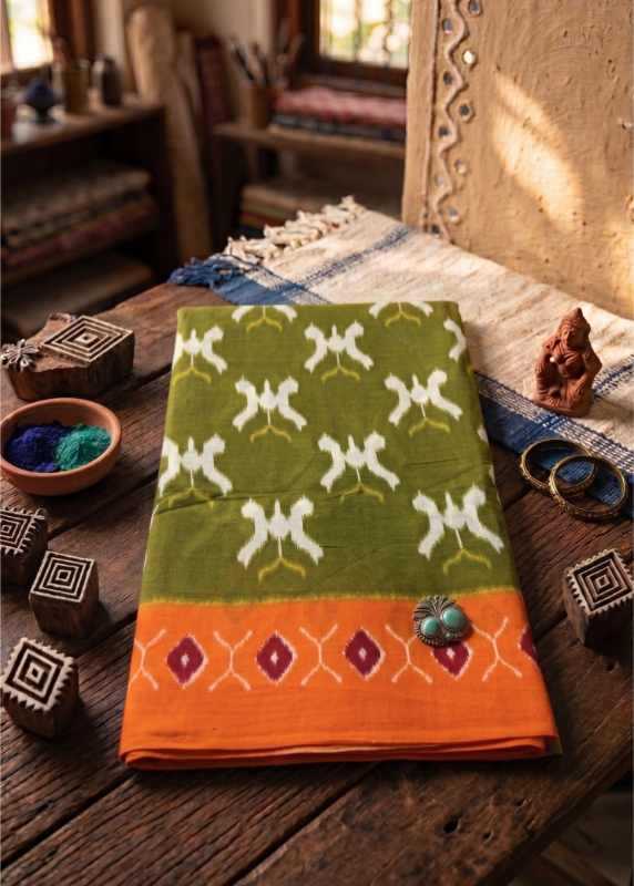 Pure Cotton Printed Saree in Brown