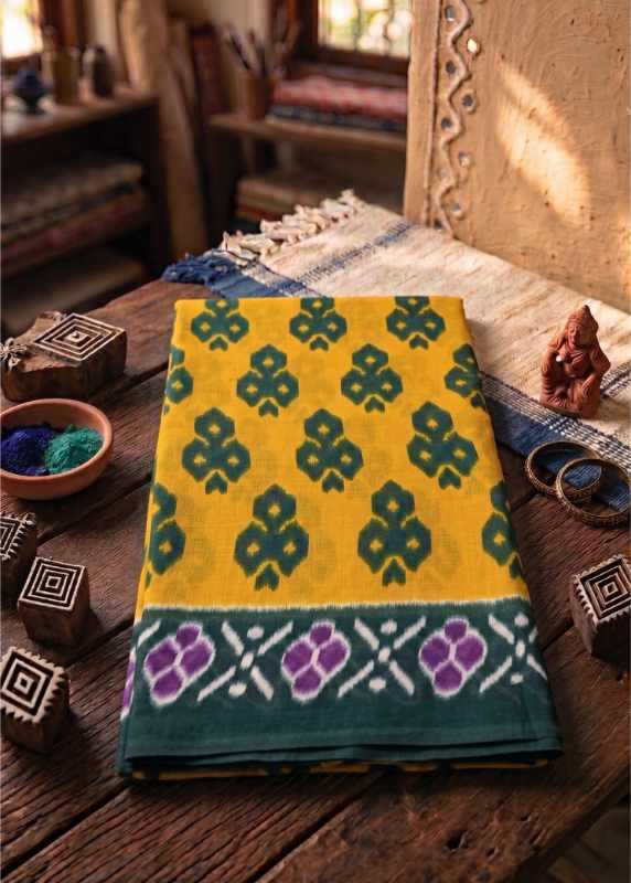 Pure Cotton Printed Saree in Brown