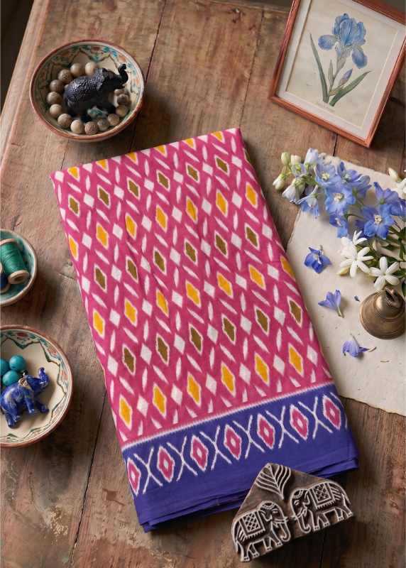 Pure Cotton Designer Saree in Pink