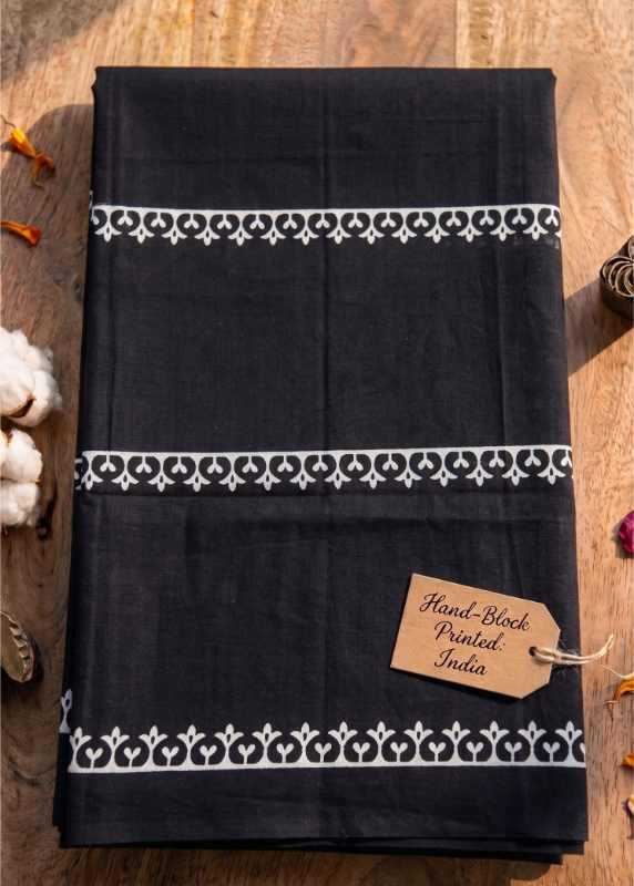 Pure Cotton Designer Saree in Black
