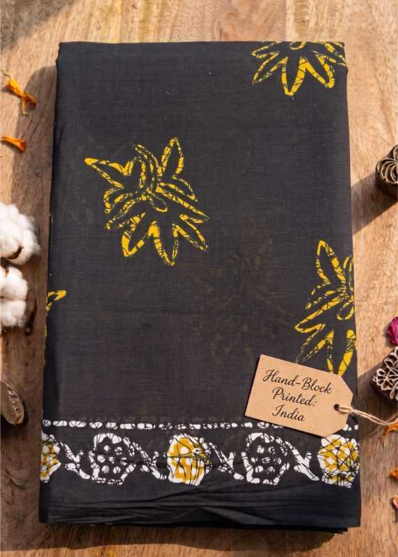 Pure Cotton Designer Saree in Black
