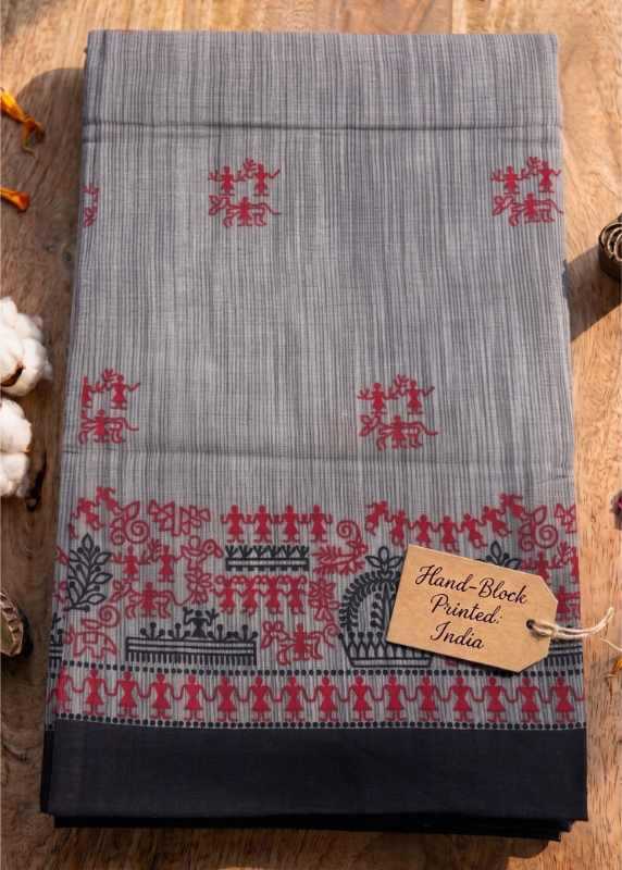 Pure Cotton Designer Saree in Black
