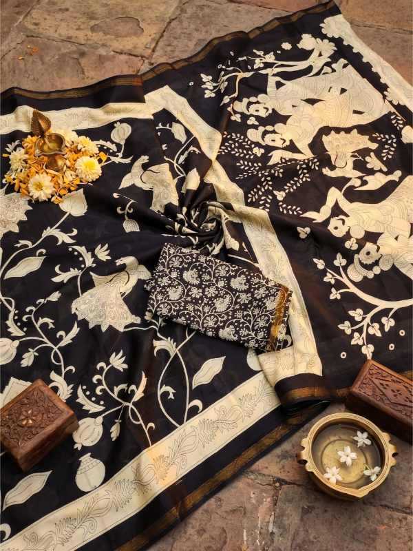 Qua Heavy Maslin Cotton Designer Saree