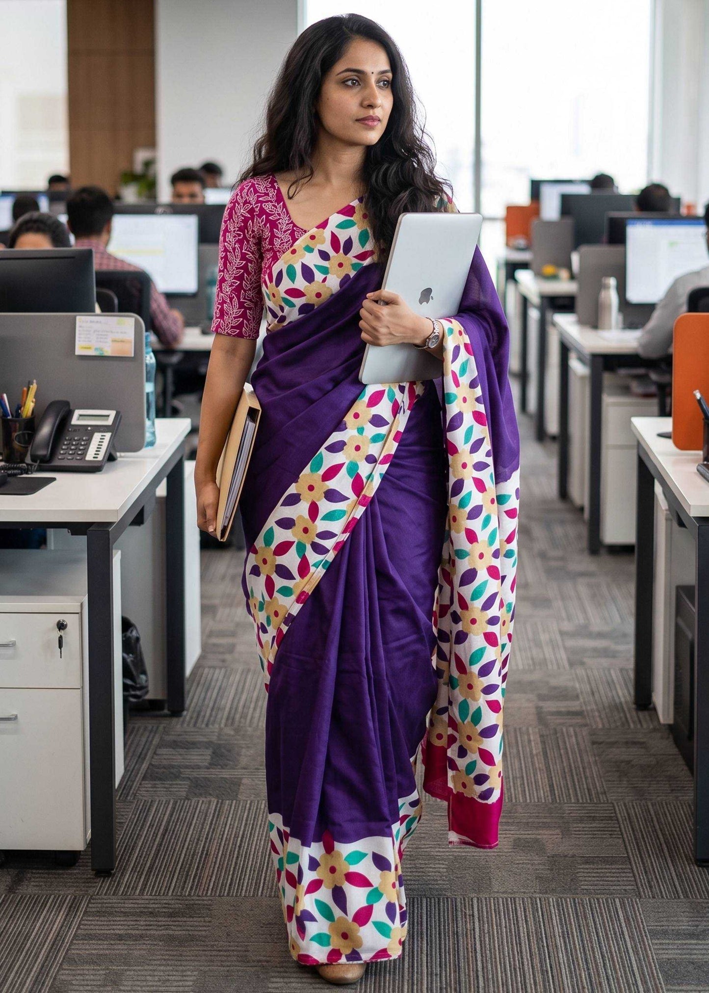Cotton Block Print Saree