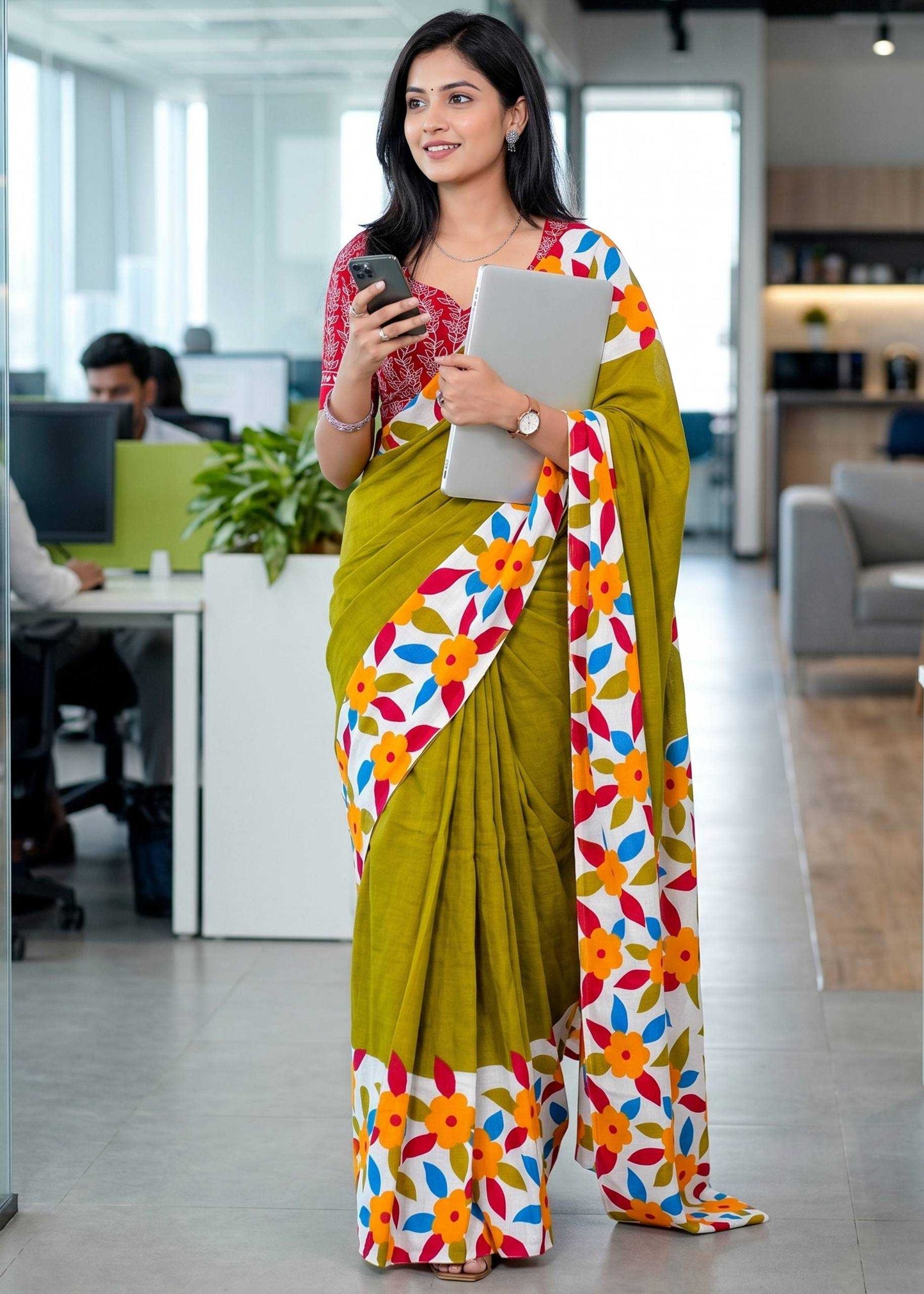 Cotton Block Print Saree