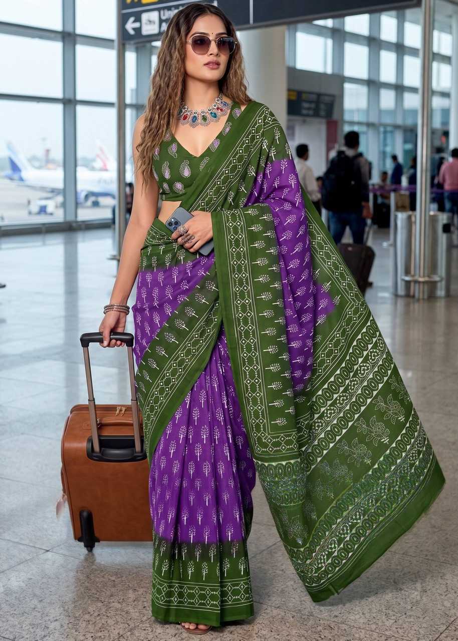 Cotton Block Print Saree