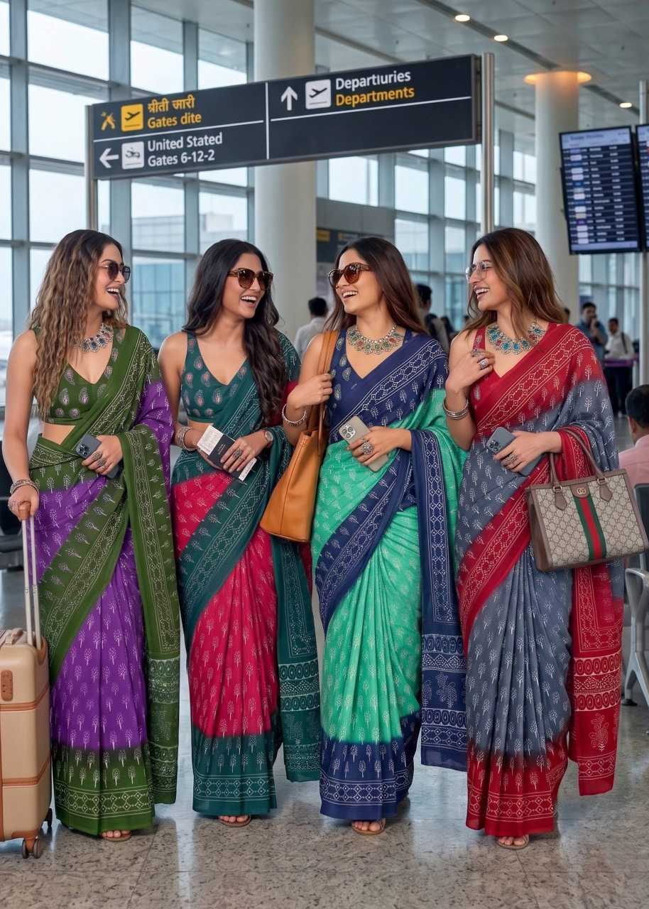 Cotton Block Print Saree