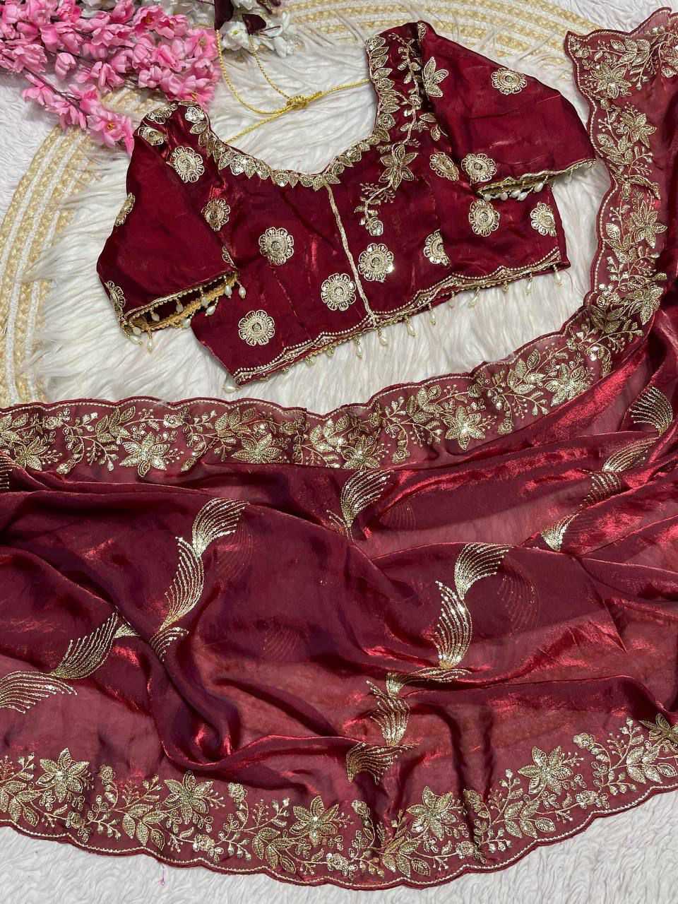 Satin Sequence Saree