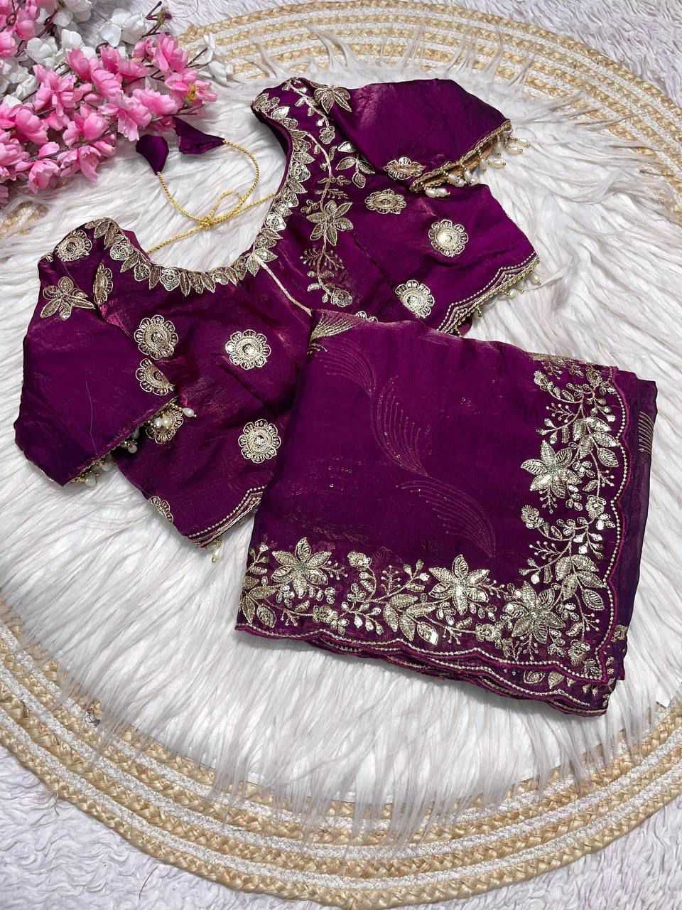 Satin Sequence Saree